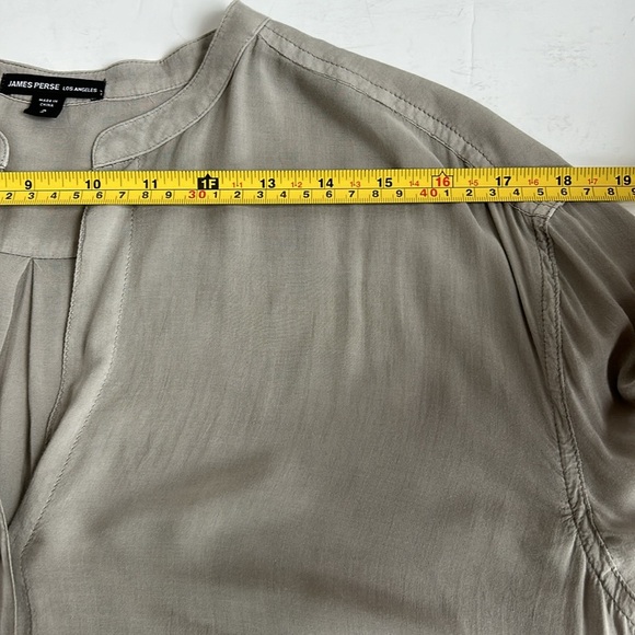 James Perse mandarin collar taupe gray brown long sleeve shirt dress 100% viscos - Picture 13 of 16